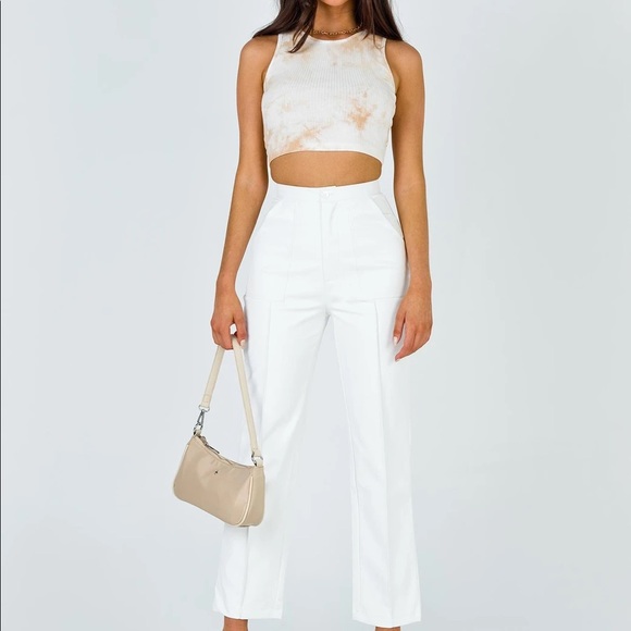 Princess Polly Pants - White leather pants